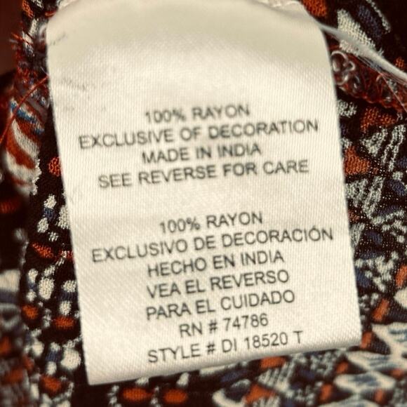 Patrons of Peace Women Sleeveless Floral Tank Top Brown Tribal Boho Size Small - Picture 6 of 6